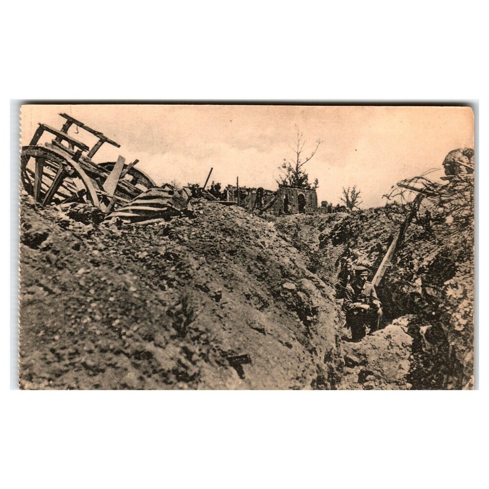 WWI Hem an der Somme Trench Soldier Ruined Church Rppc Postcard 1910s